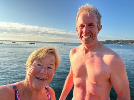 Sally Minty-Gravett and David Warr in their swimming costumes