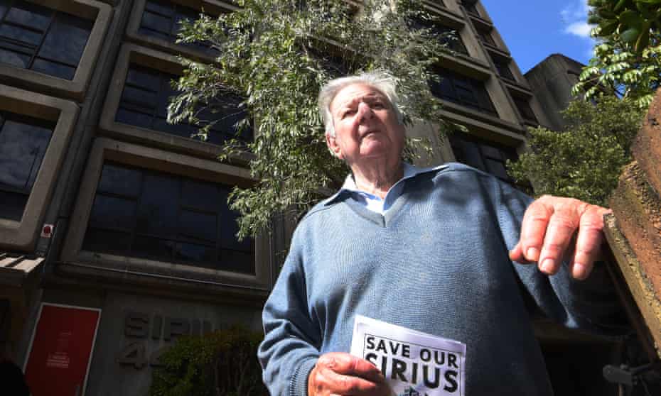 Jack Mundey outside the Sirius Apartments at 44 Cumberland Street in The Rocks, Sydney, Sept. 14, 2016. 