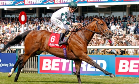Shane Foley riding Double Rush (left) win The Betfred Handicap.