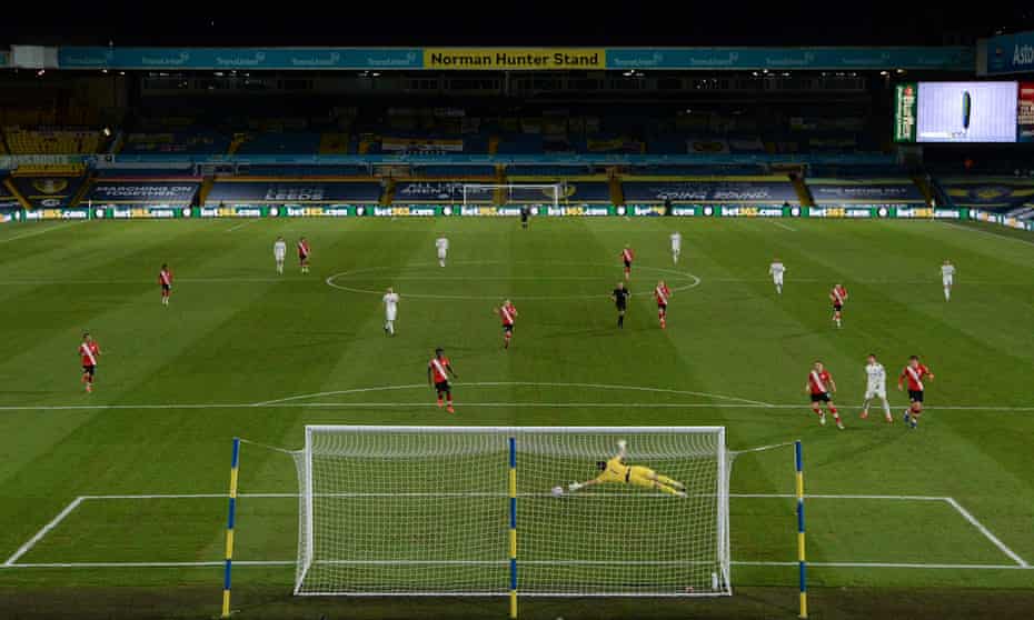 Patrick Bamford fires Leeds in front early in the second half.