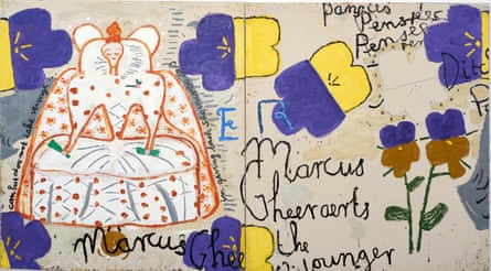Queen with Pansies (Dots), 2016 by Rose Wylie