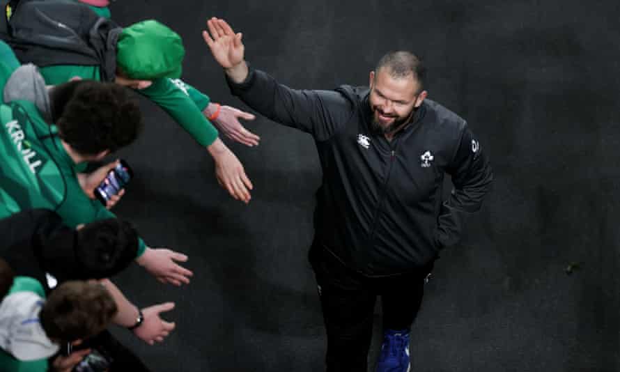 Andy Farrell greets fans after beating Scotland.