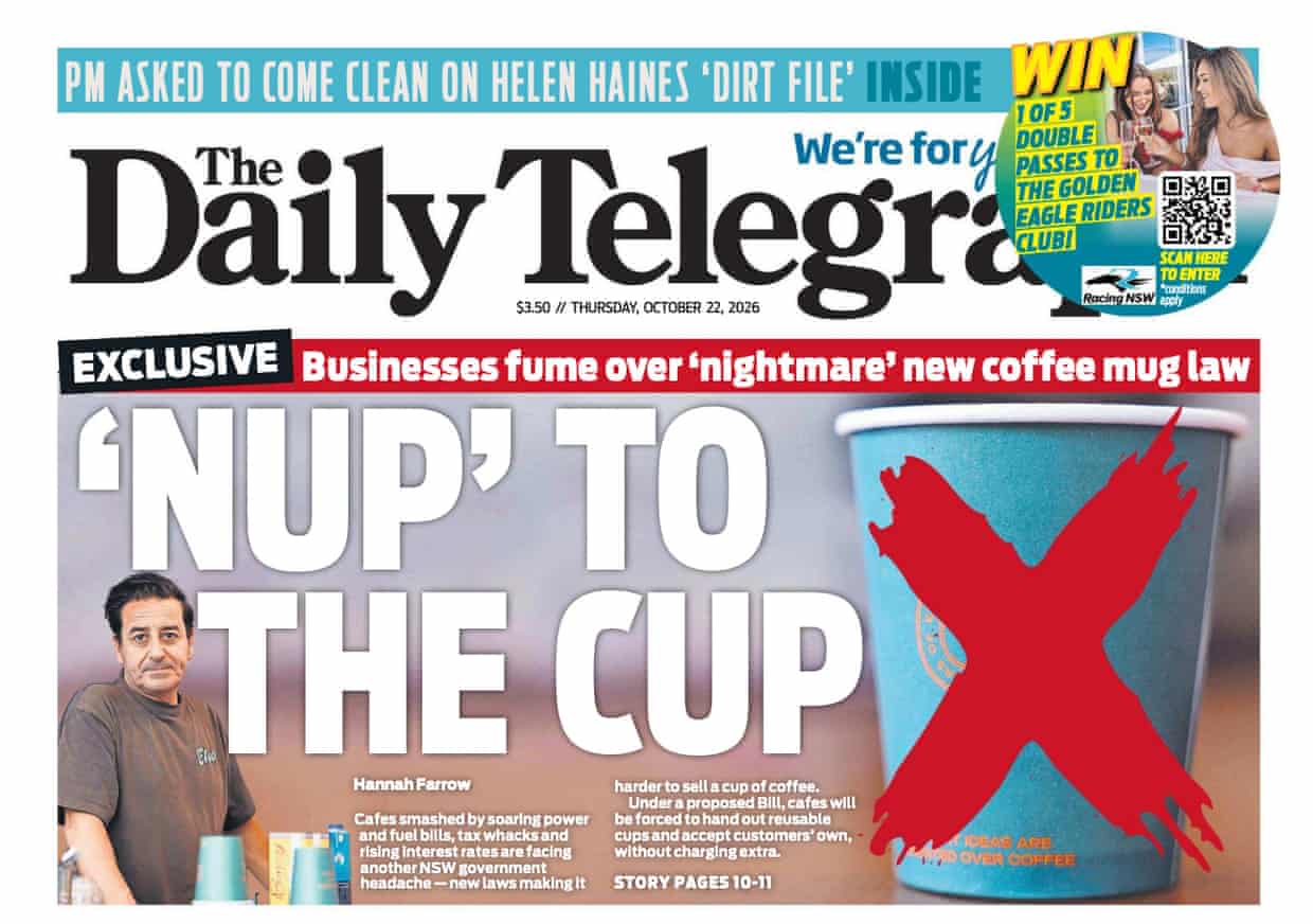 Daily Telegraph front page.
