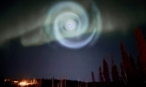 Blue spiral appears amid northern lights in Alaska after SpaceX