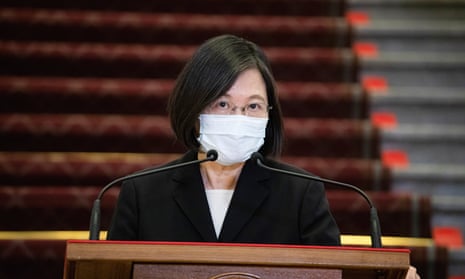 President Tsai Ing-wen makes a speech following the outbreak of Covid-19 in Taipei, Taiwan - 13 May 2021.