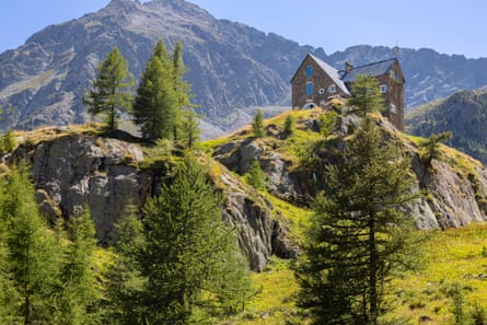 View of a refuge in the Alps in Piedmont, Italy.