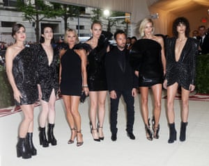 Anthony Vaccarello arrives with his Saint Laurent contingent. Charlotte Casiraghi, Charlotte Gainsbourg, Kate Moss, Amber Valletta, Anja Rubik and Mica Arganaraz all wore creations by the designer.