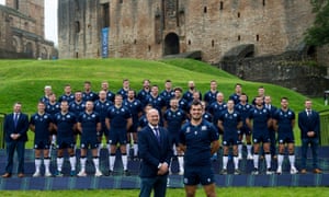 Gregor Townsend, the Scotland coach and his team captain, Stuart McInally, at the World Cup squad announcement at Linlithgow Palace.