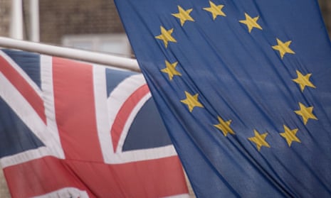 A British and EU flag