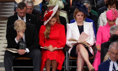 Boris Johnson, wife Carrie and ministers Liz Truss and Priti Patel at the St Paul’s Cathedral service of thanksgiving for the Queen last week.