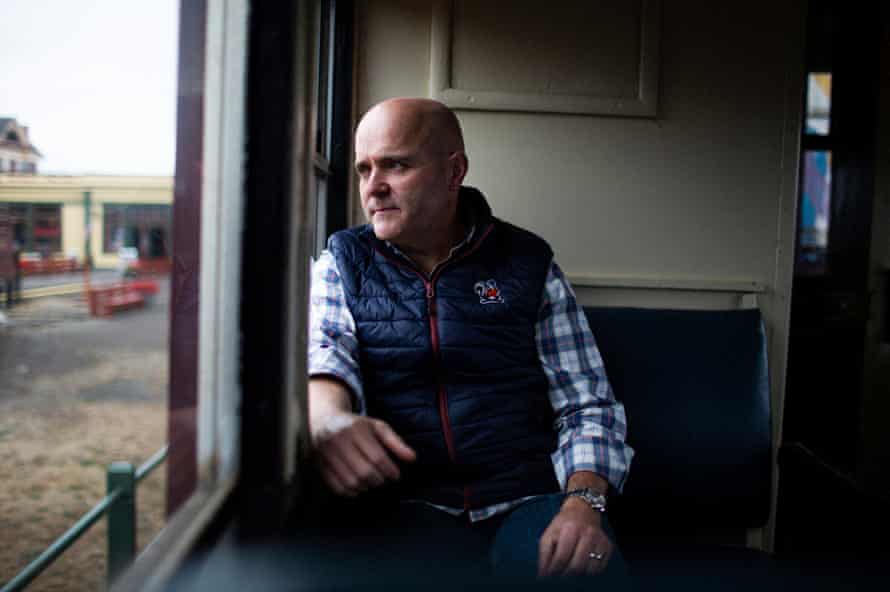 The California tourist town that’s running out of water: ‘It’s a shock’ | Climate crisis in the American west 4 Robert Jason Pinoli, the ‘Chief Skunk’, aboard the train. ‘These are my friends and neighbors dealing with shortages,’ he says.