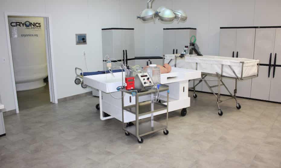 The perfusion room at Michigan’s Cryonics Institute, where patients are prepared for vitrification. 