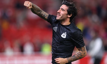 Sandro Tonali celebrates Newcastle’s win