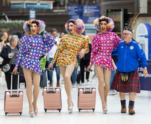 Arts and entertainment, winner - The Dabber Dolls, arriving in Glasgow Central station on 21 September for their first tour of Mecca Bingo halls, are joined by a Scottish fan