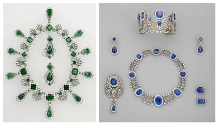 Two necklaces, two sets of earrings and a crown