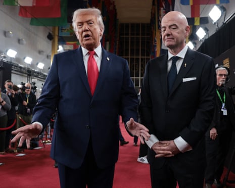 Fifa president Gianni Infantino and Donald Trump arrive on the red carpet ahead of the Fifa World Cup 2026 draw.