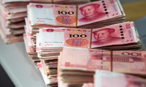 bundles of Chinese 100 yuan notes
