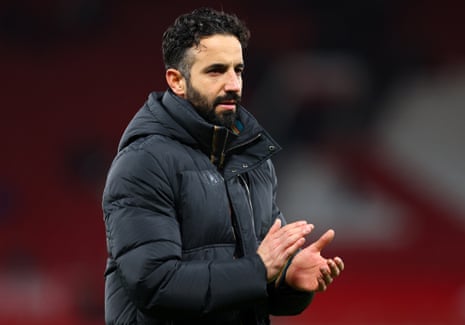 Ruben Amorim reacts after the Premier League match between Manchester United and West Ham