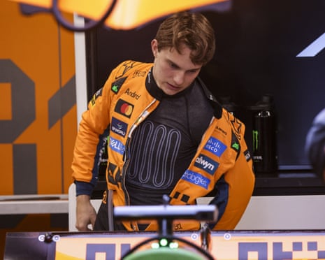 Oscar Piastri with a cooling vest under his race suit.