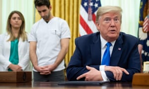 Trump at the Oval Office on Wednesday after signing a proclamation in honor of National Nurses Day. Trump tweeted that the taskforce will ‘continue on indefinitely’.