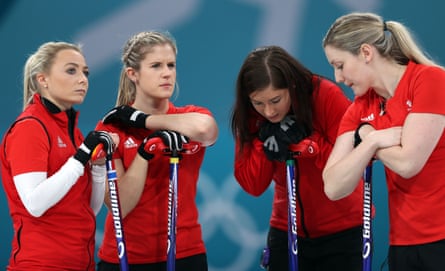 Eve Muirhead (second right) and teammates Anna Sloan, Lauren Gray and Vicki Adams look dejected after losing the women’s bronze medal match in Pyeongchang in 2018.
