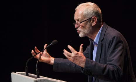 Jeremy Corbyn speaks at a rally at the Lowry theatre in Salford.