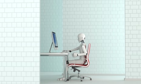 Robot working at desk