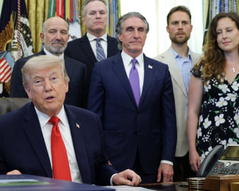 Donald Trump speaks during a proclamation signing ceremony in the Oval Office.