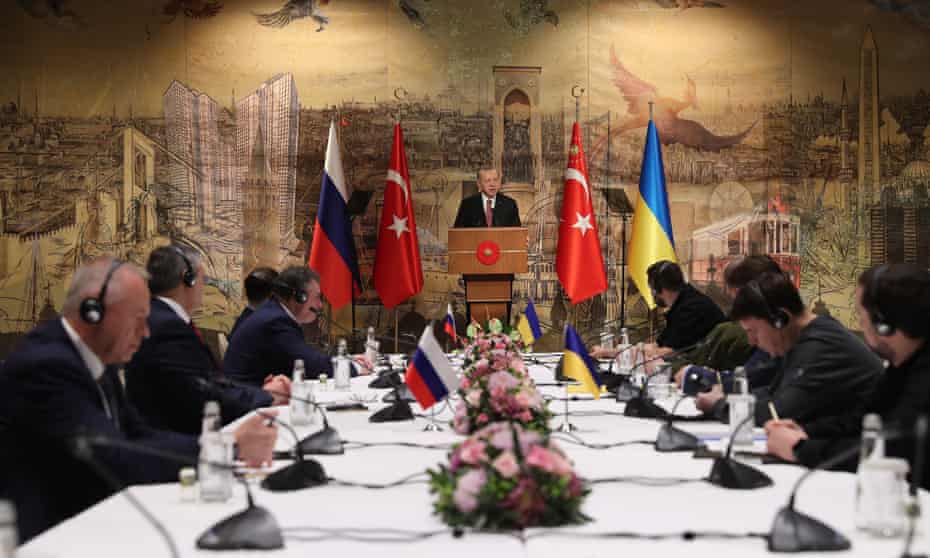 Turkish president presiding over peace talks between Russia and Ukraine.