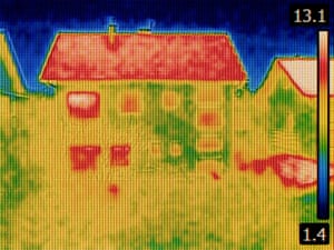 A thermal image of a house