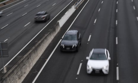 Traffic is seen on a highway in Brisbane