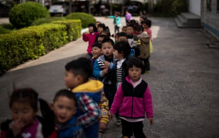 Children playing in a schoolyard in Rudong, Jiangsu province.