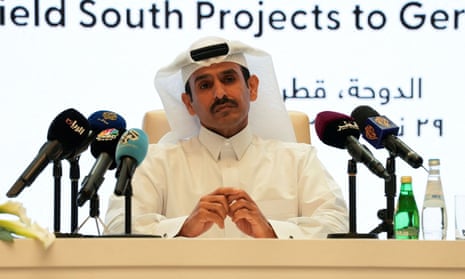 Saad al-Kaabi, QatarEnergy CEO and minister of energy, during the signing ceremony in Doha for agreements to export liquefied natural gas (LNG) to Germany.
