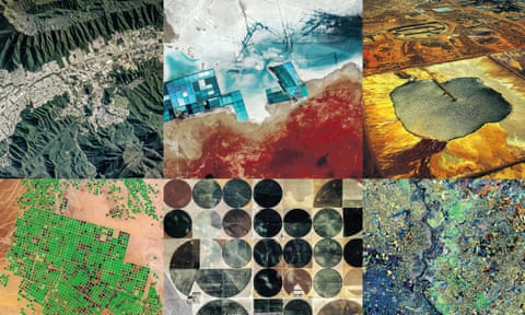 aerial shots of large-scale human impact on natural environments