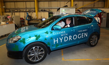 Former PM Boris Johnson trying out a hydrogen-powered car at the industry centre at the University of Sunderland in 2020.