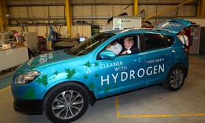 Boris Johnson in a hydrogen-fuelled prototype car at the University of Sunderland in January.