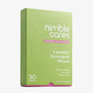 Nimble Cares laundry detergent sheets.