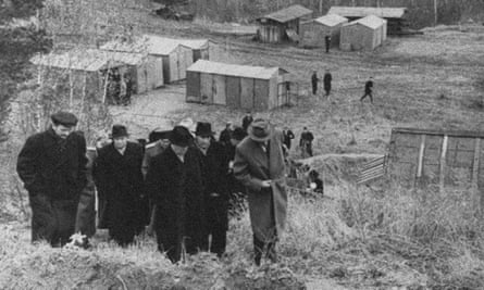 Nikita Khrushchev, foreground centre, visits Akademgorodok during construction in the 1950s.