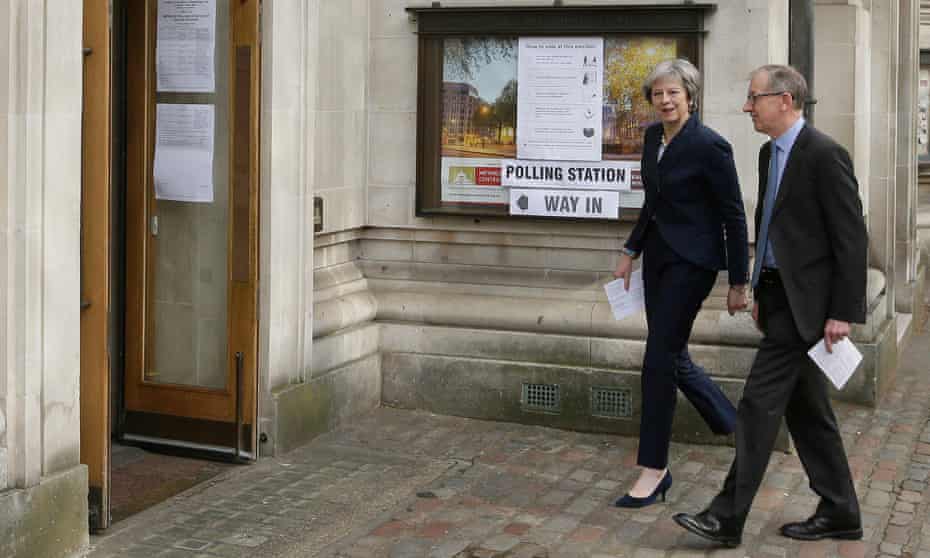 Theresa May and husband Philip vote in yesterday’s local elections.