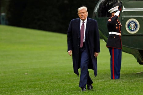 Donald Trump on his way back from a campaign event in Bedminster, New Jersey, Thursday. The president reportedly ‘seemed lethargic’ at the fundraiser attended by about 100 people.