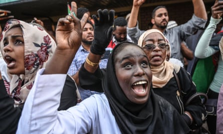Demonstrators in Khartoum cheer fellow protesters from Atbara – where resistance to ousted Sudanese president Omar al-Bashir erupted in 2018.
