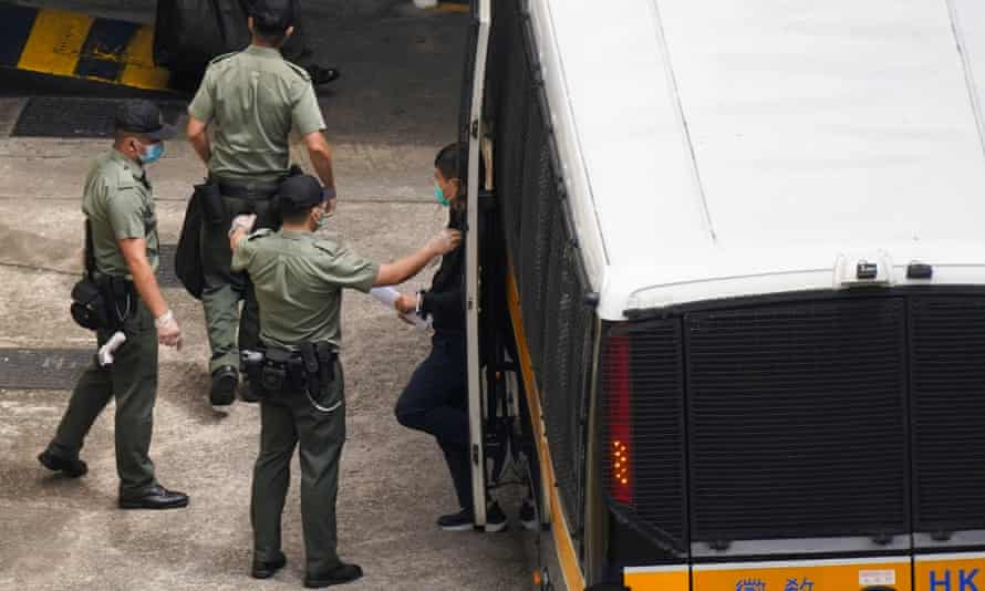 Apple Daily’s editor-in-chief, Ryan Law, arrives at Lai Chi Kok reception centre in a prison van