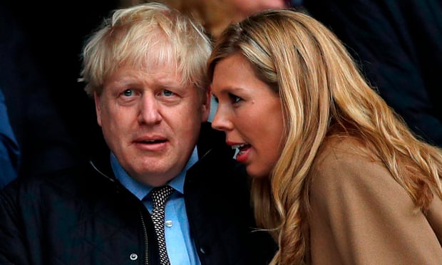 Boris Johnson and Symonds at a Six Nations match between England and Wales at Twickenham.