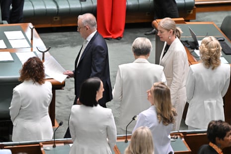 Prime Minister Anthony Albanese arrives to pay tribute to Independent member for Indi Helen Haines in the House of Representatives at Parliament House in Canberra, Monday, 26 October, 2026.