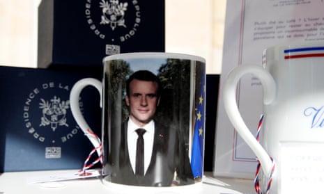 A mug with a picture of Emmanuel Macron