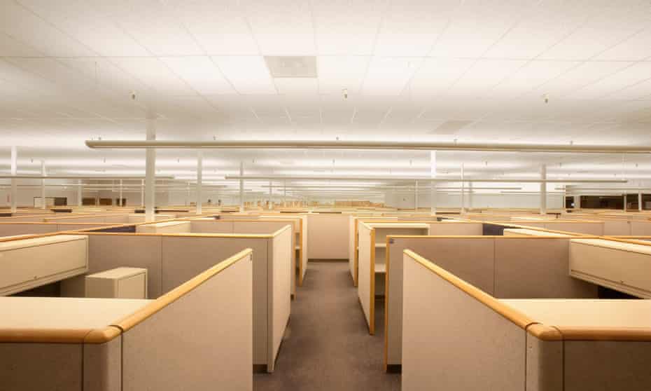 Empty office with cubicles
