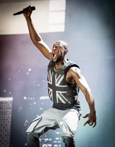 Stormzy headlines the Pyramid Stage on day three of Glastonbury Festival at Worthy Farm, Pilton on June 28, 2019 in Glastonbury, England.