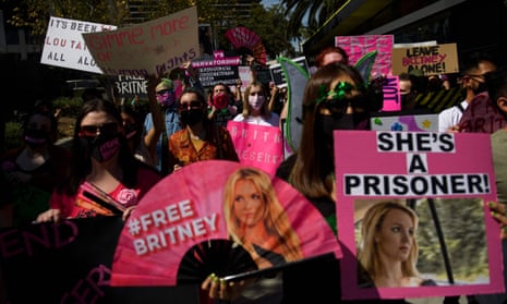 Supporters of the #FreeBritney movement outside a court hearing in Los Angeles, March 2021