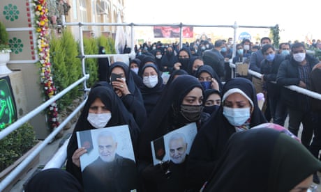 A crowd at the tomb of Iranian Revolutionary Guards’ Quds Force commander Qassem Suleimani