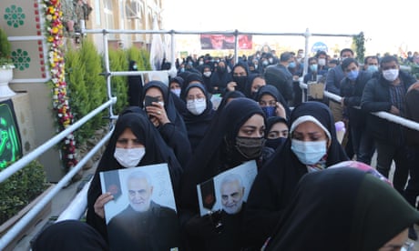 A crowd at the tomb of Iranian Revolutionary Guards’ Quds Force commander Qassem Suleimani